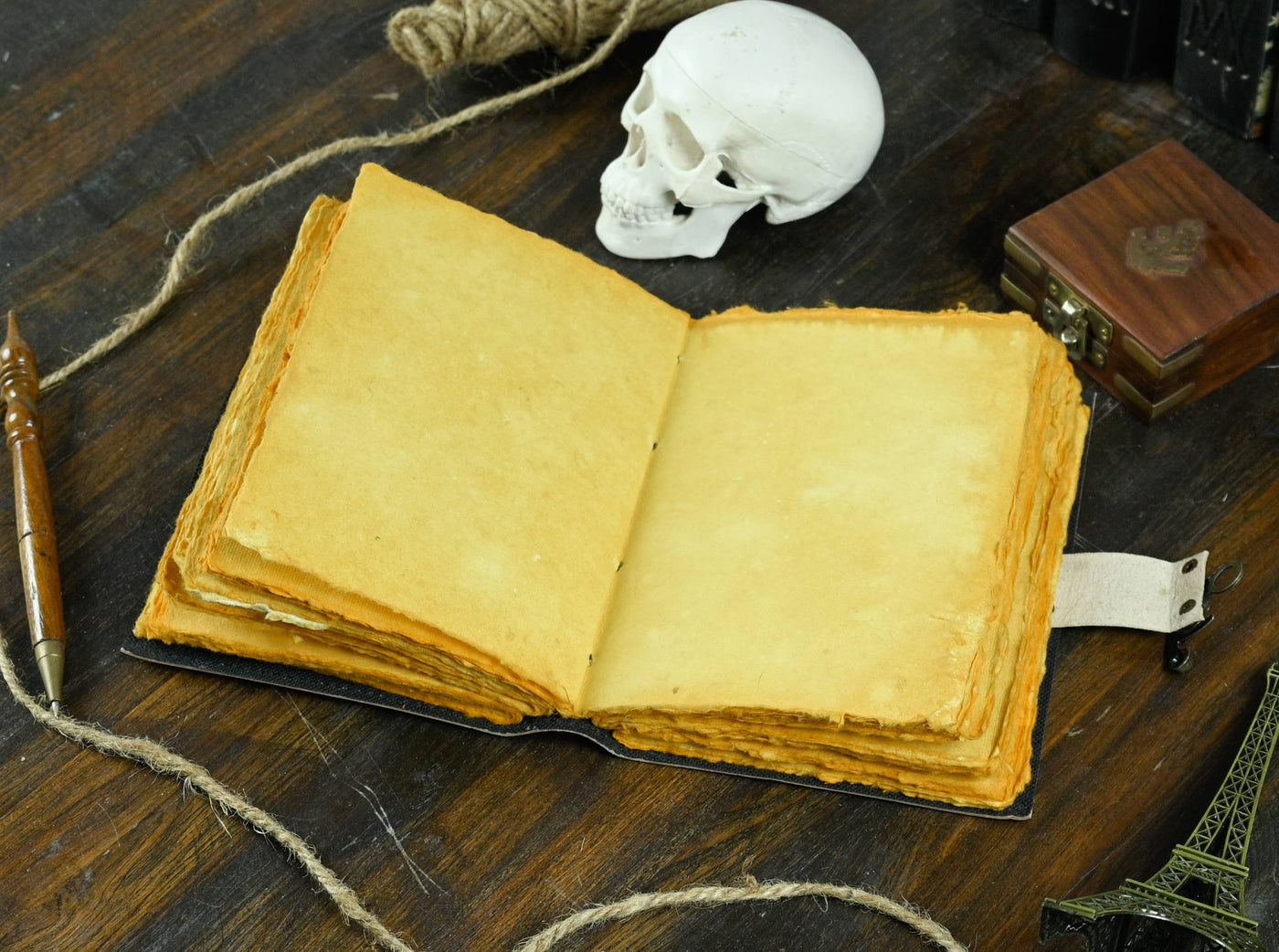 Black Cat Full Moon Handmade Leather Book