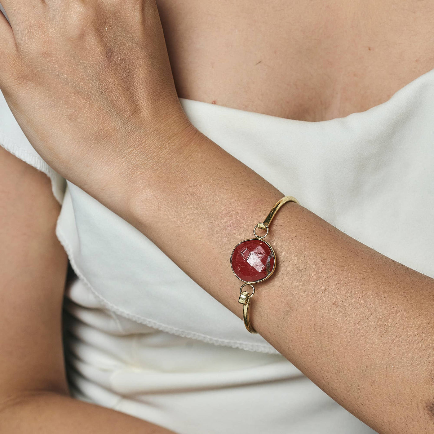 Red Jasper Gold Plated Bracelet