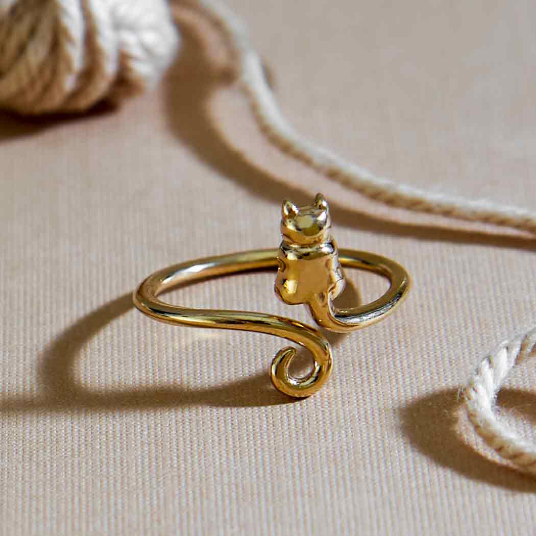 Sterling Silver or Bronze Adjustable Cat Ring