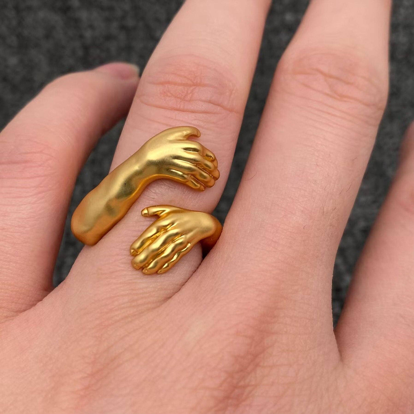Embraced Hands Adjustable Ring