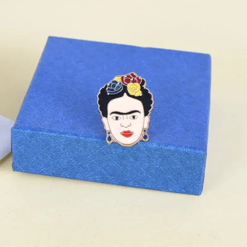 Frida Kahlo Enamel Brooch