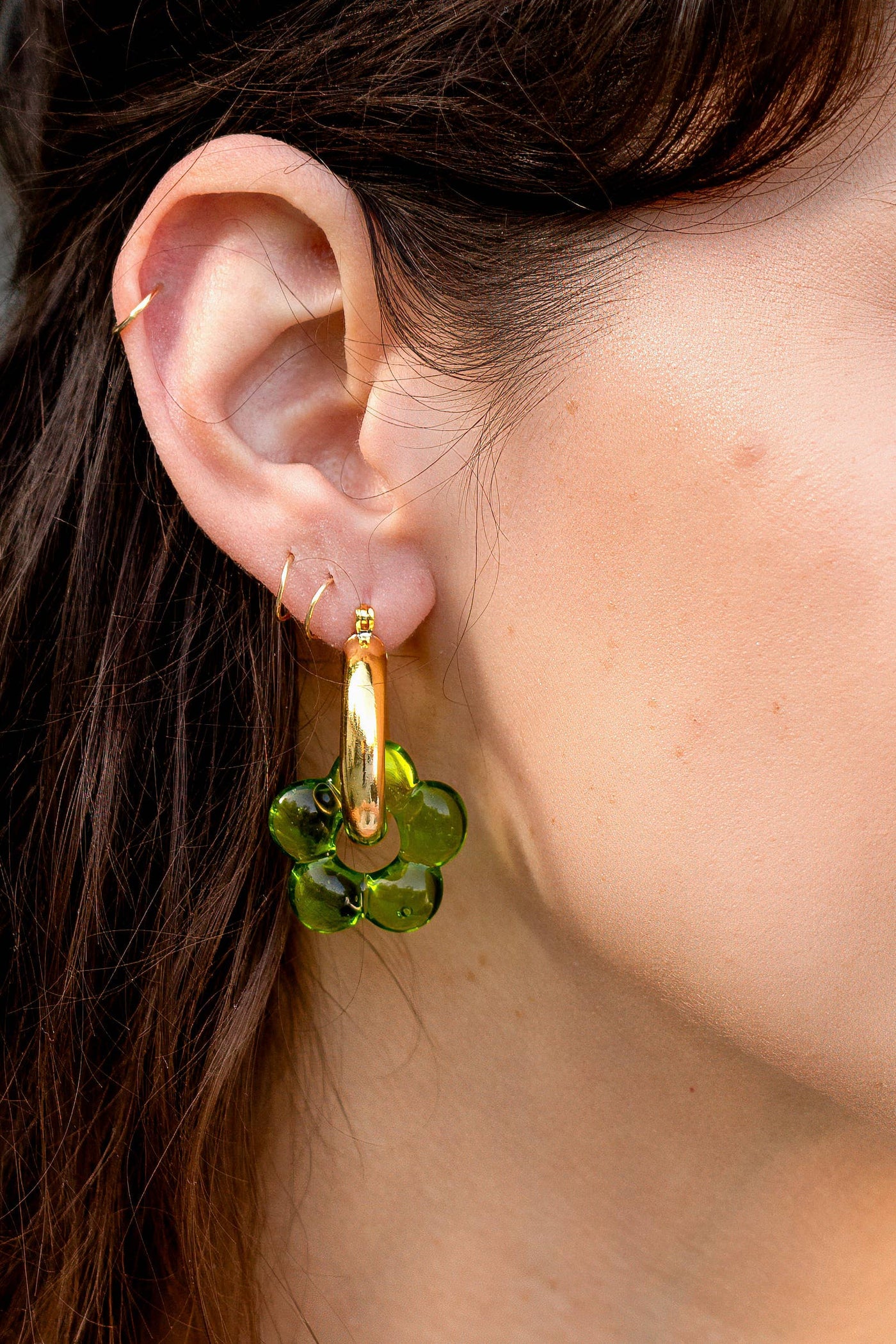 Dazy Glaze in Grass - 18K Gold Plated Hoop