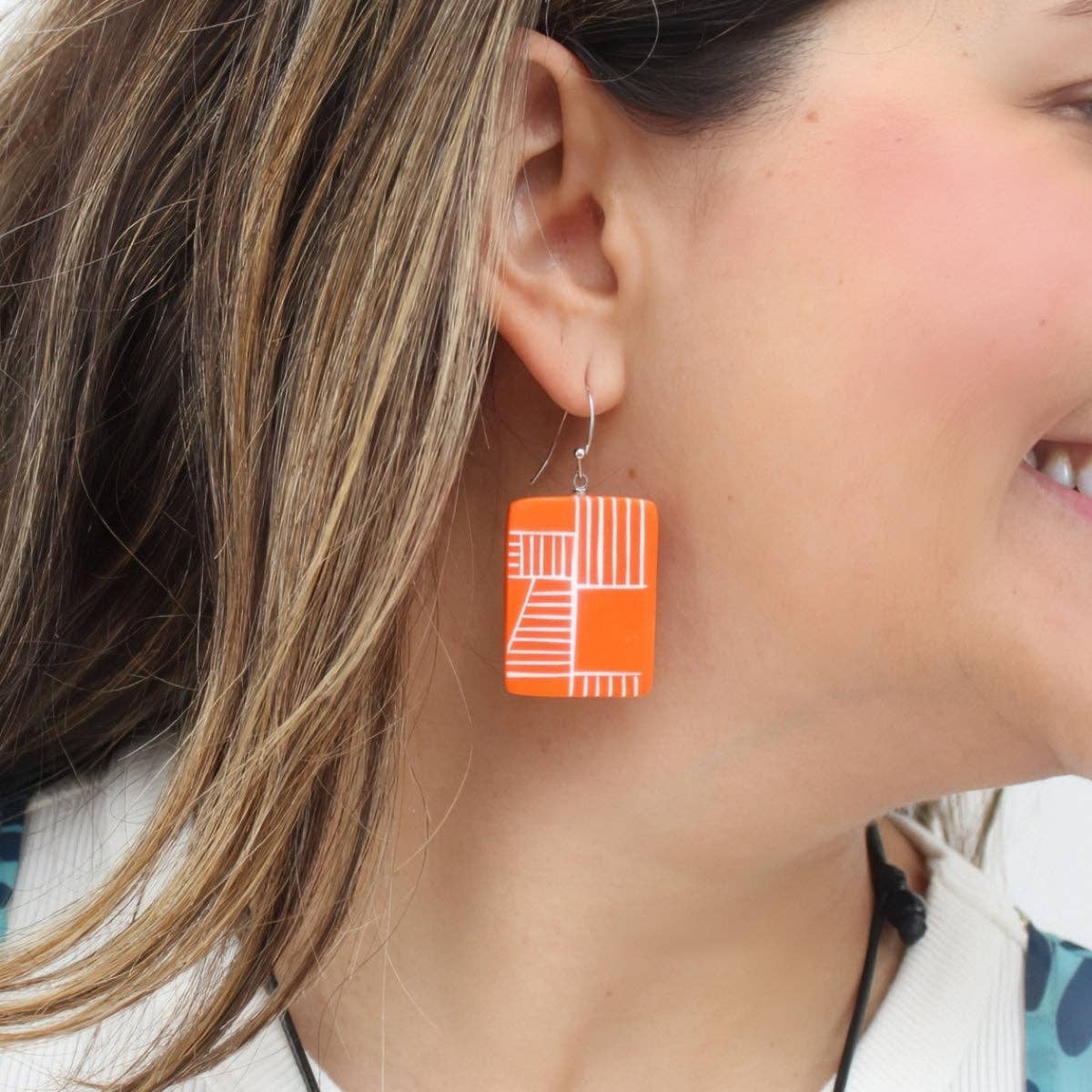 Orange Geovibe Drop Earring