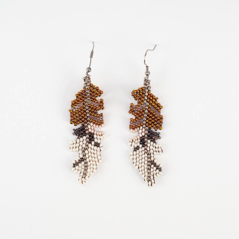 Beaded Feather Earrings