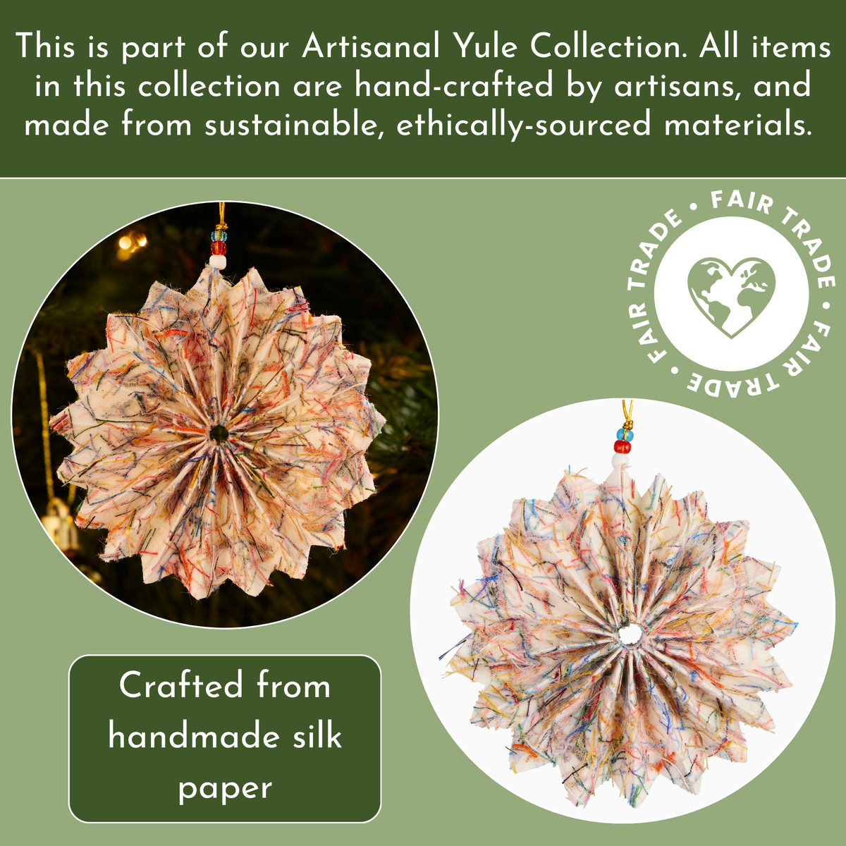 Confetti Snowflake Silk Paper Christmas Ornament