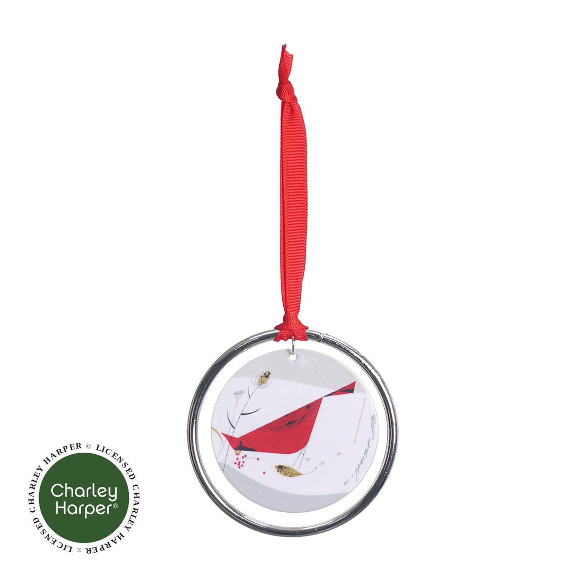 Charley Harper Cardinal w/ Berries Ornament – 3” diameter