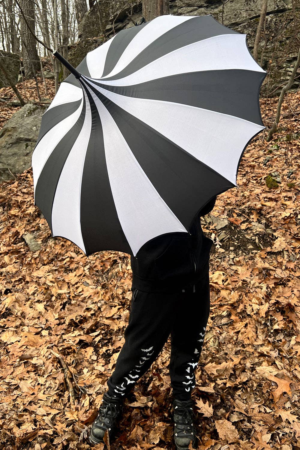 Black and White Striped Umbrella