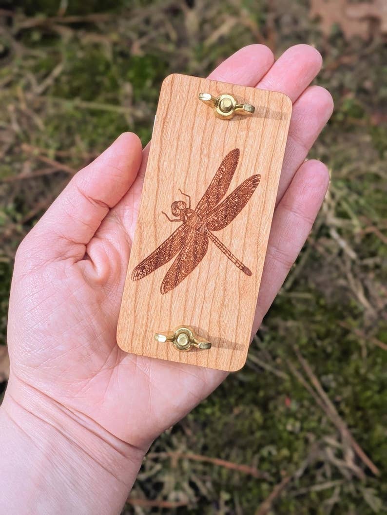 Pocket Sized Flower Press With Dragonfly Design | 2"x4"