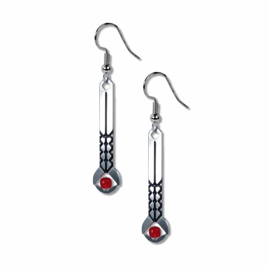 Frank Lloyd Wright - April Showers - Red Bead Earrings