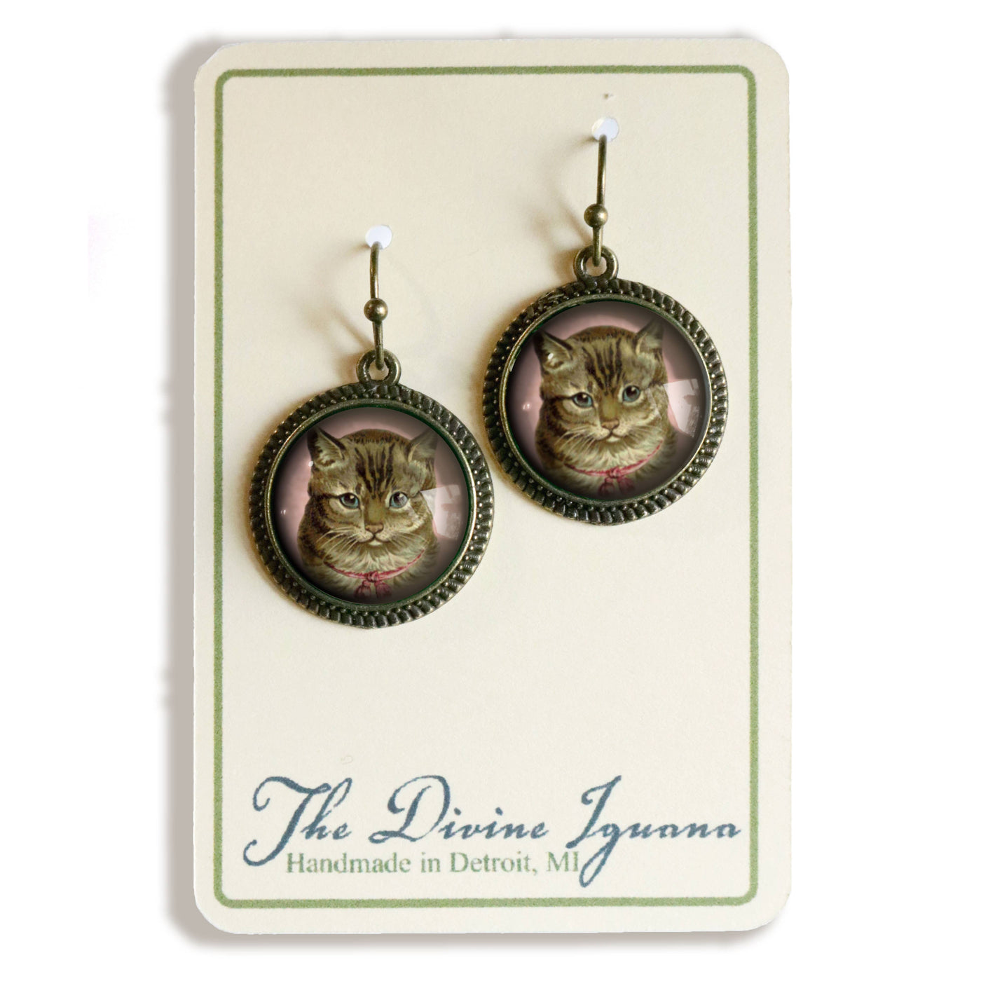 Best Friends Victorian Tabby Cat Earrings