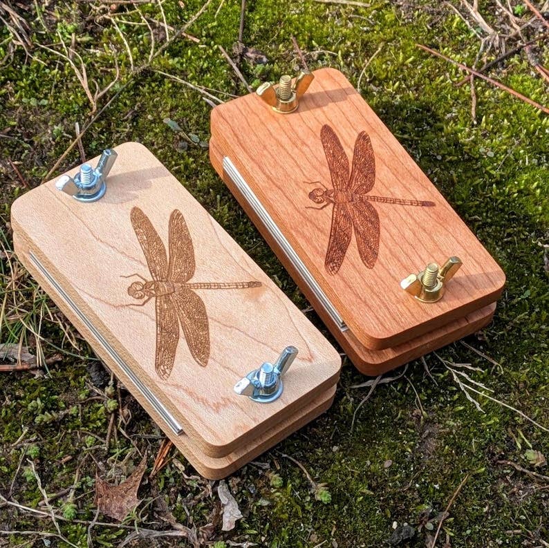 Pocket Sized Flower Press With Dragonfly Design | 2"x4"