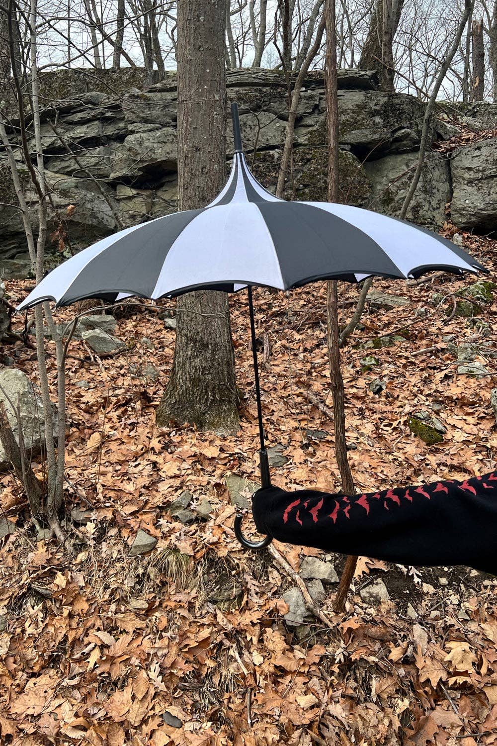 Black and White Striped Umbrella