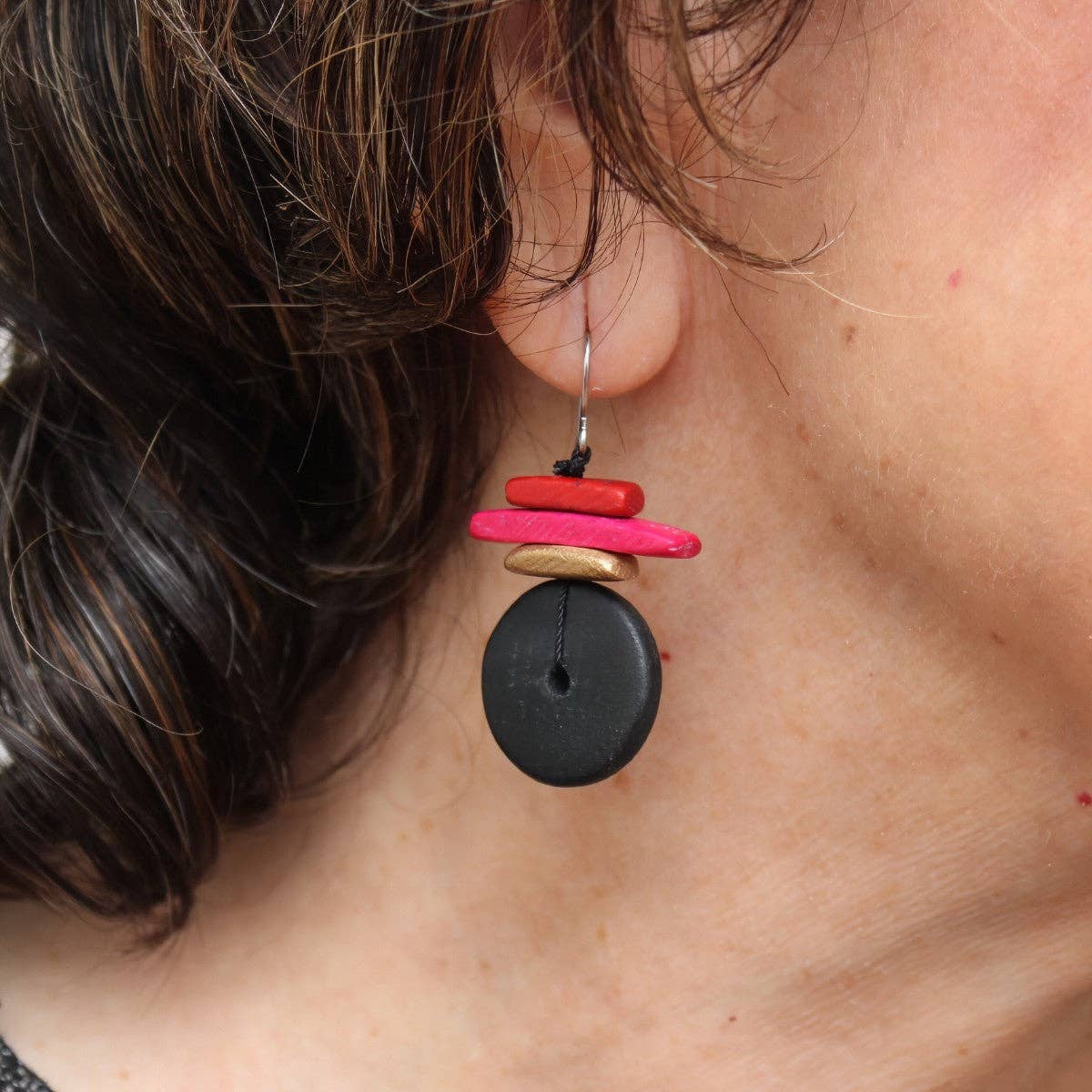 Black and Red Sabrina Earrings