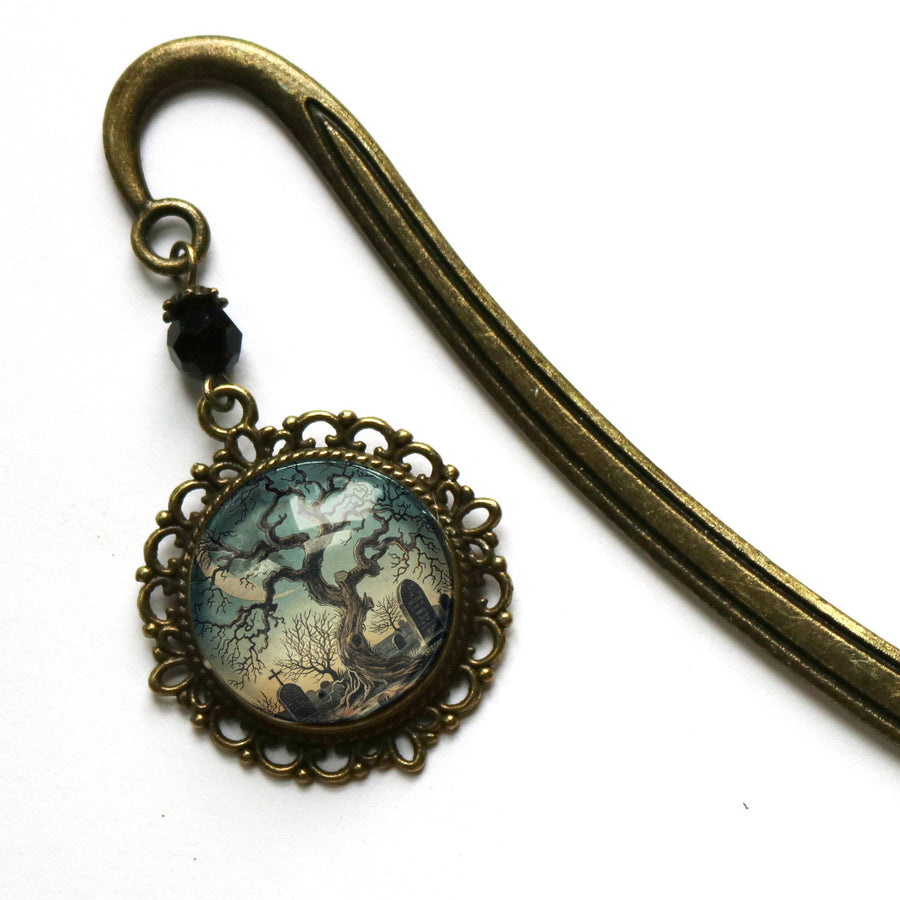 Haunted Tree  Bronze and Glass Bookmark