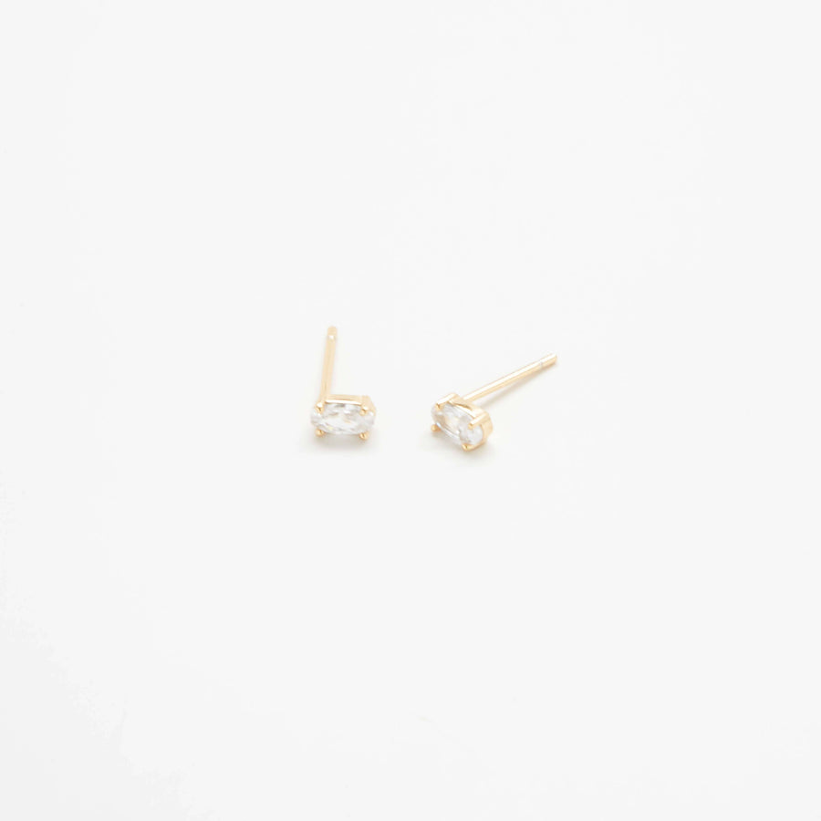 White Cubic Zirconia Oval Gold Vermeil Stud Earrings