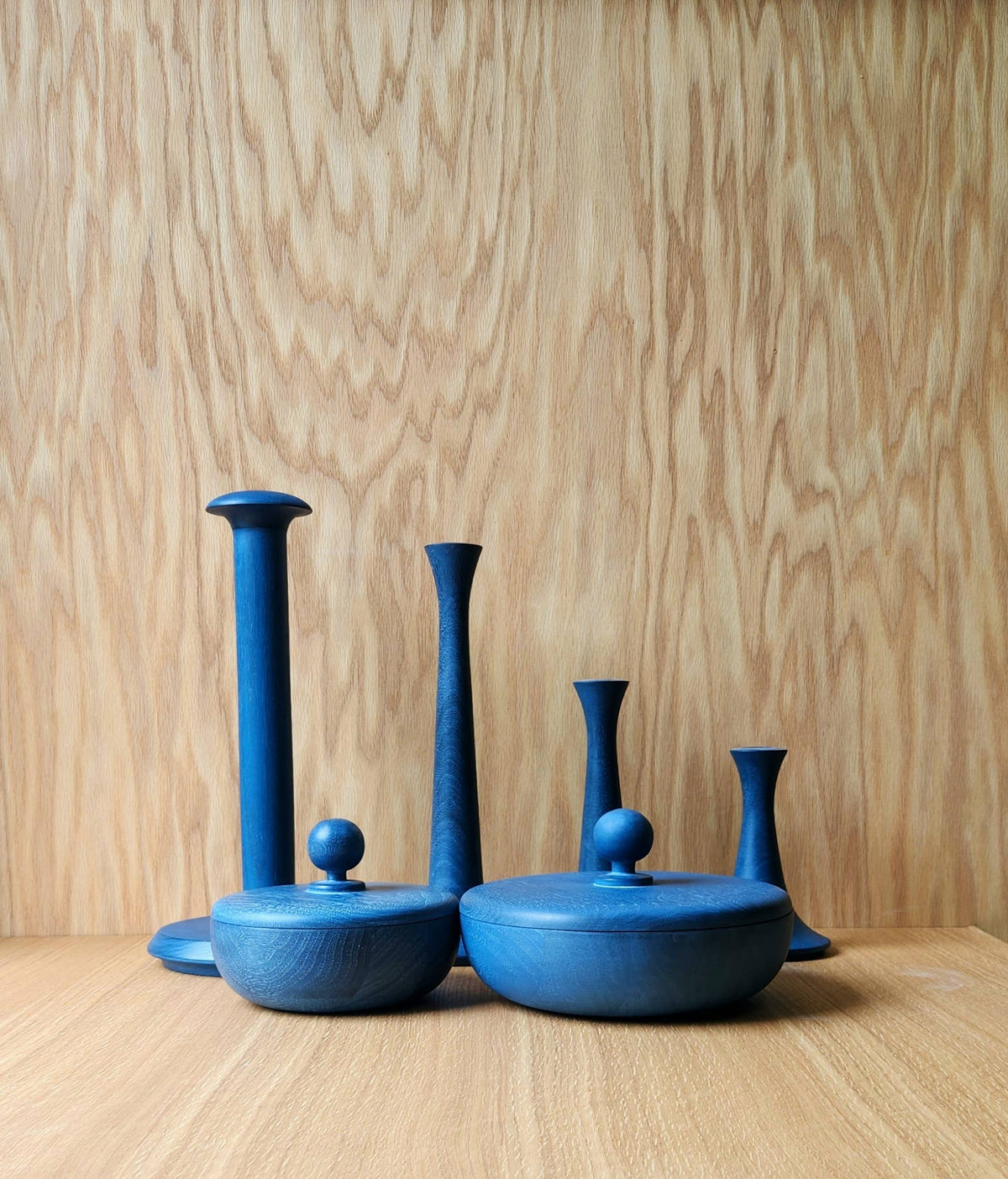 Oak Bowl Container with Circle Knob