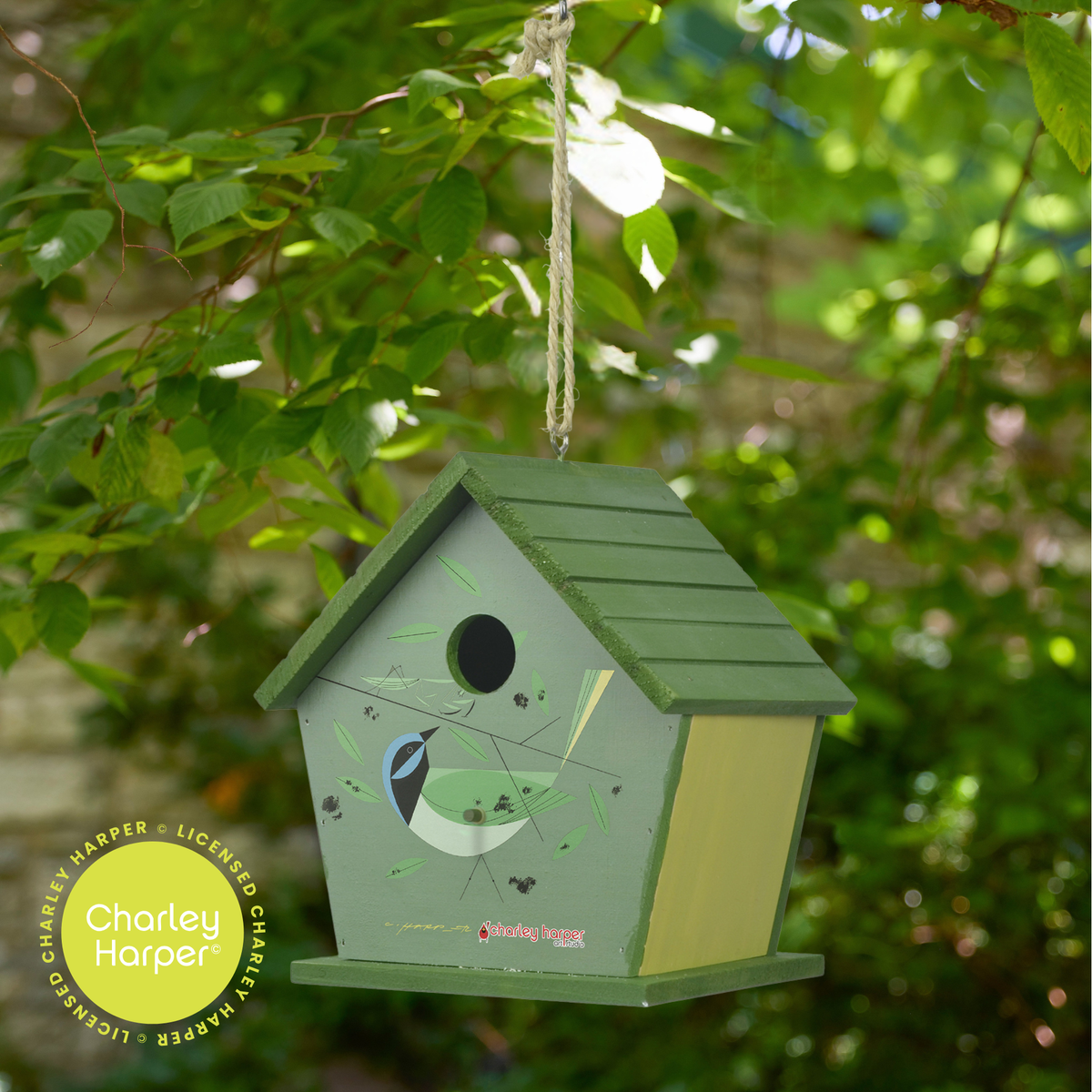 Charley Harper Green Jay Wooden Birdhouse
