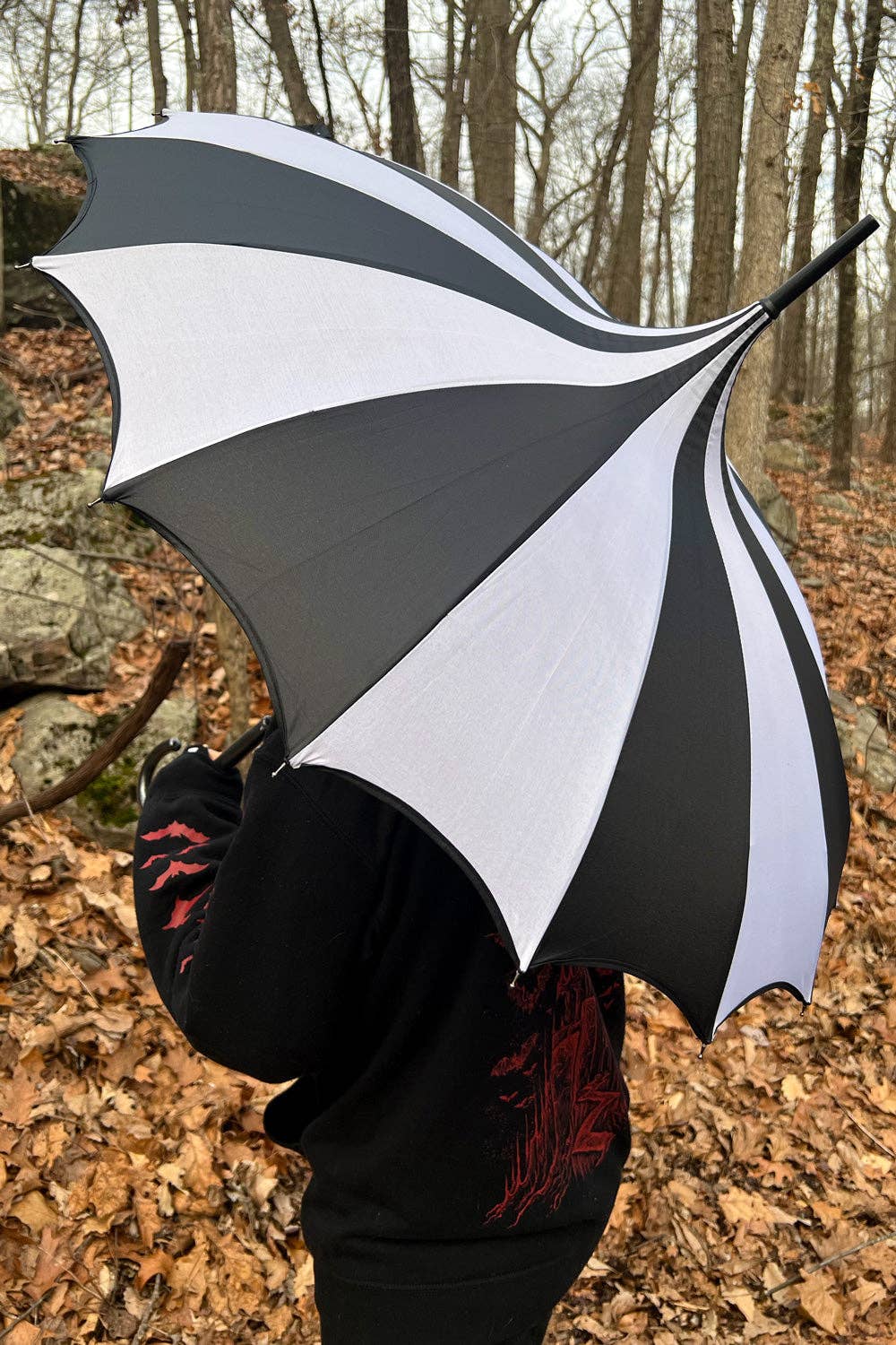 Black and White Striped Umbrella