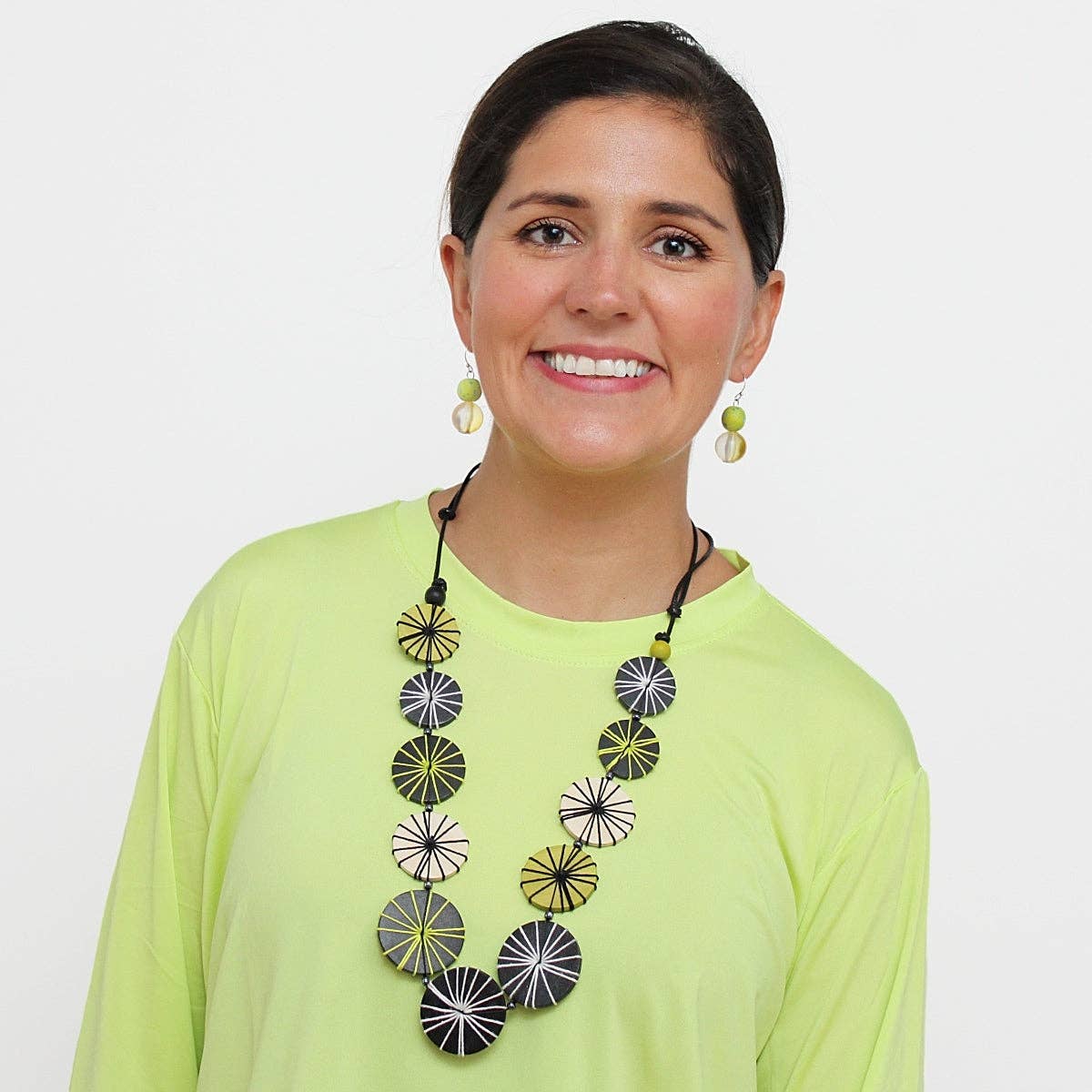 Black and Lime Threaded Valerie Necklace