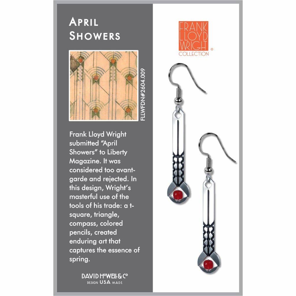 Frank Lloyd Wright - April Showers - Red Bead Earrings