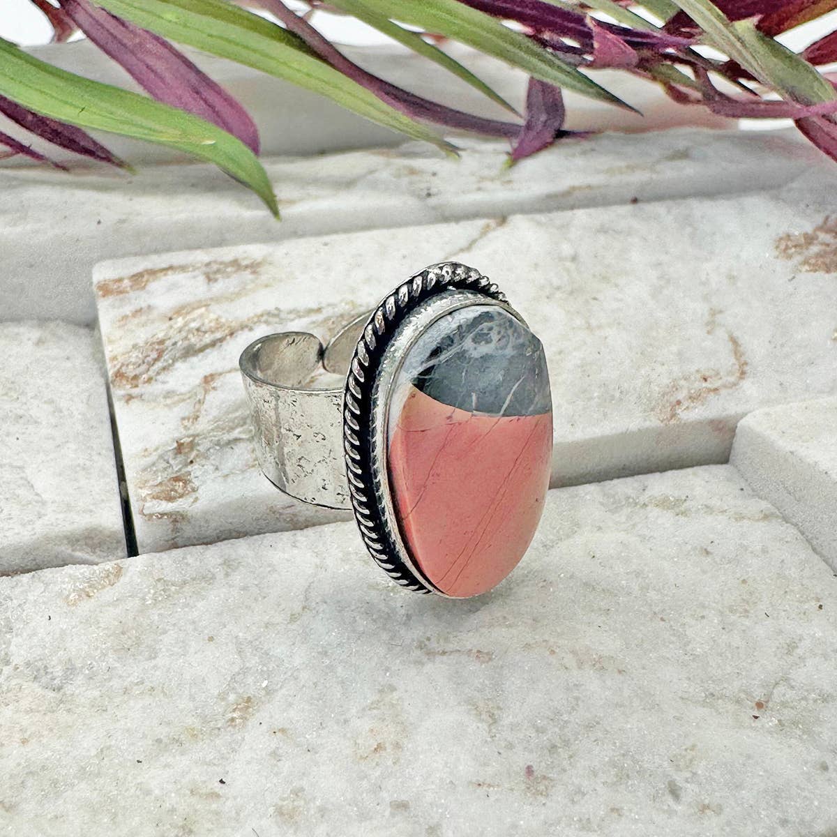 Handcrafted Kashi Semiprecious Stone Ring - Maligano Jasper