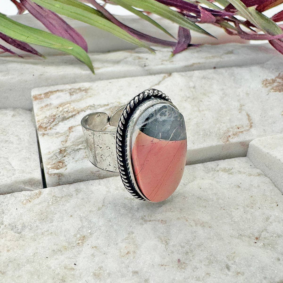 Handcrafted Kashi Semiprecious Stone Ring - Maligano Jasper