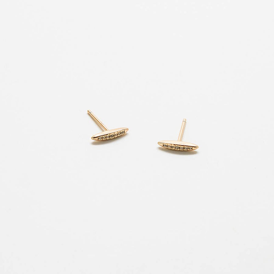 Gold Pavé Bar Stud Earrings - Jewelry
