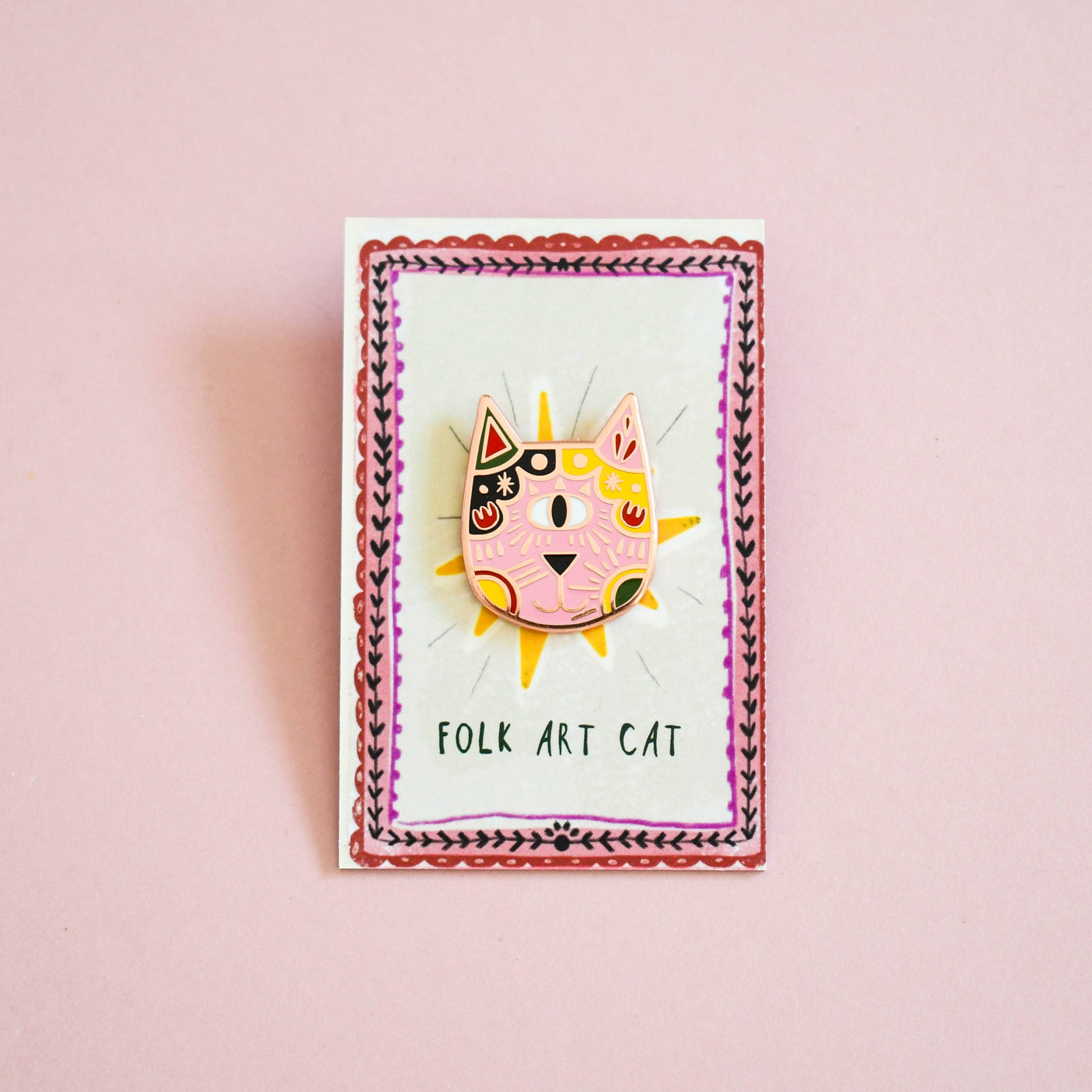 Folk Cat Art Meowment Pin 