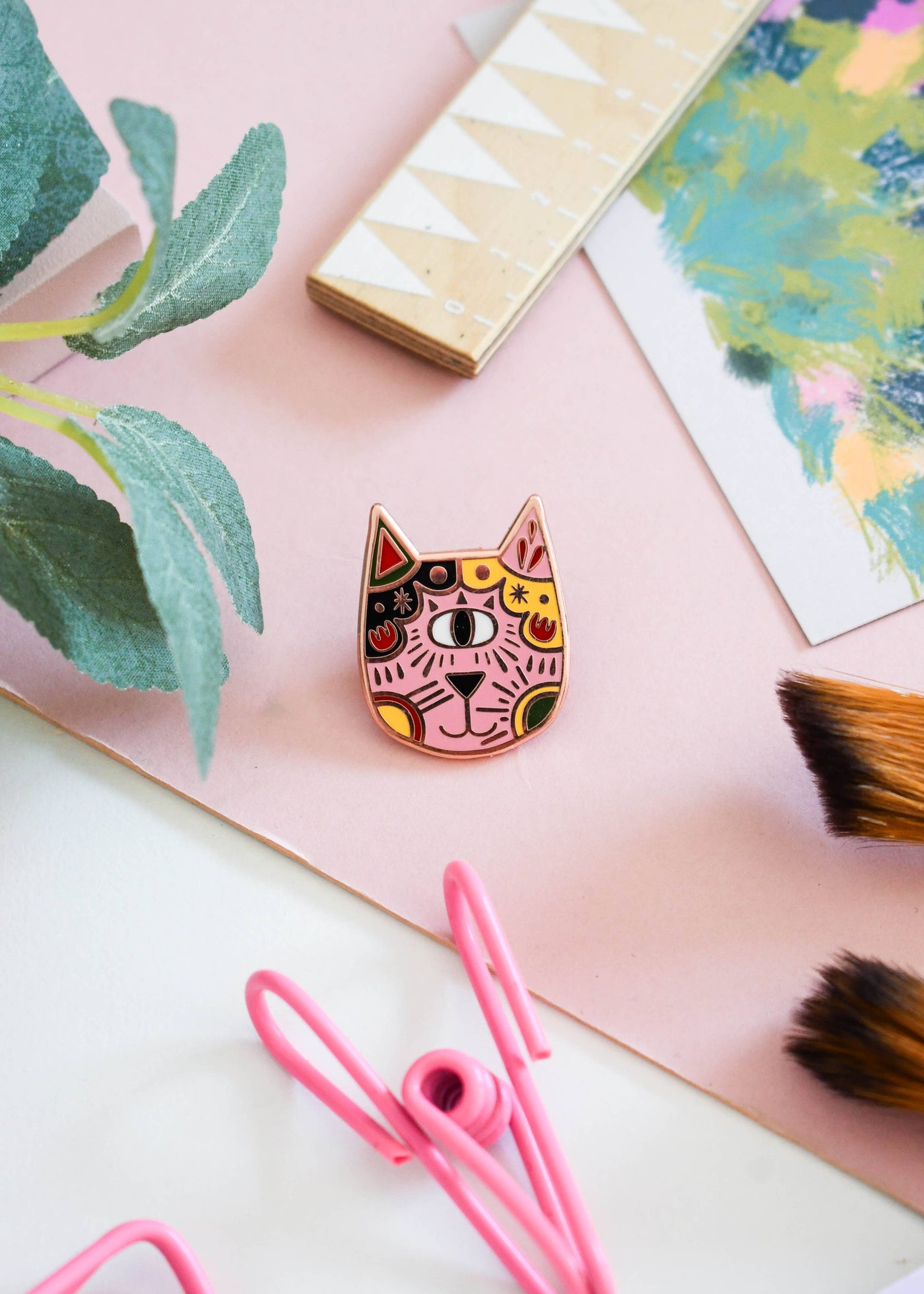 Folk Cat Art Meowment Pin 