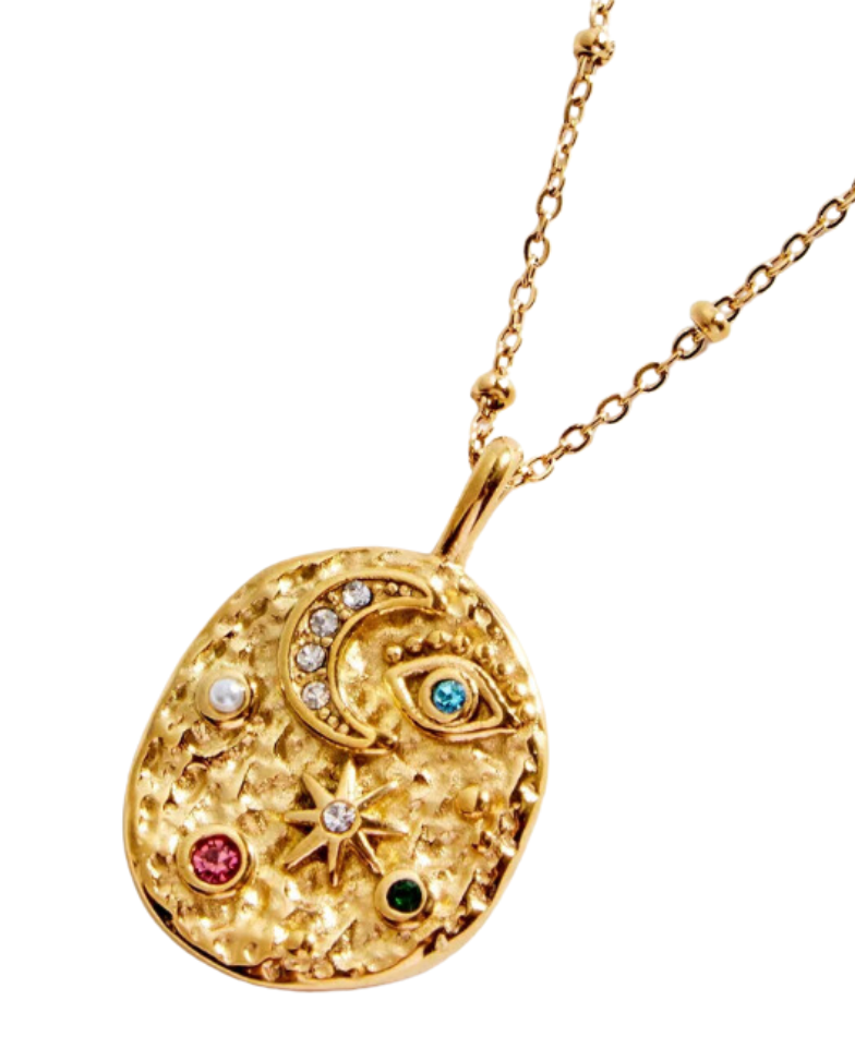 Evil Eye, Moon, and Stars Pendant