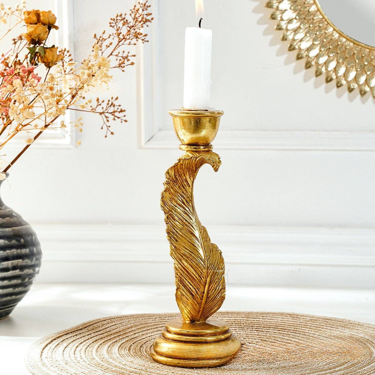 Decorative Feather Candle Holder
