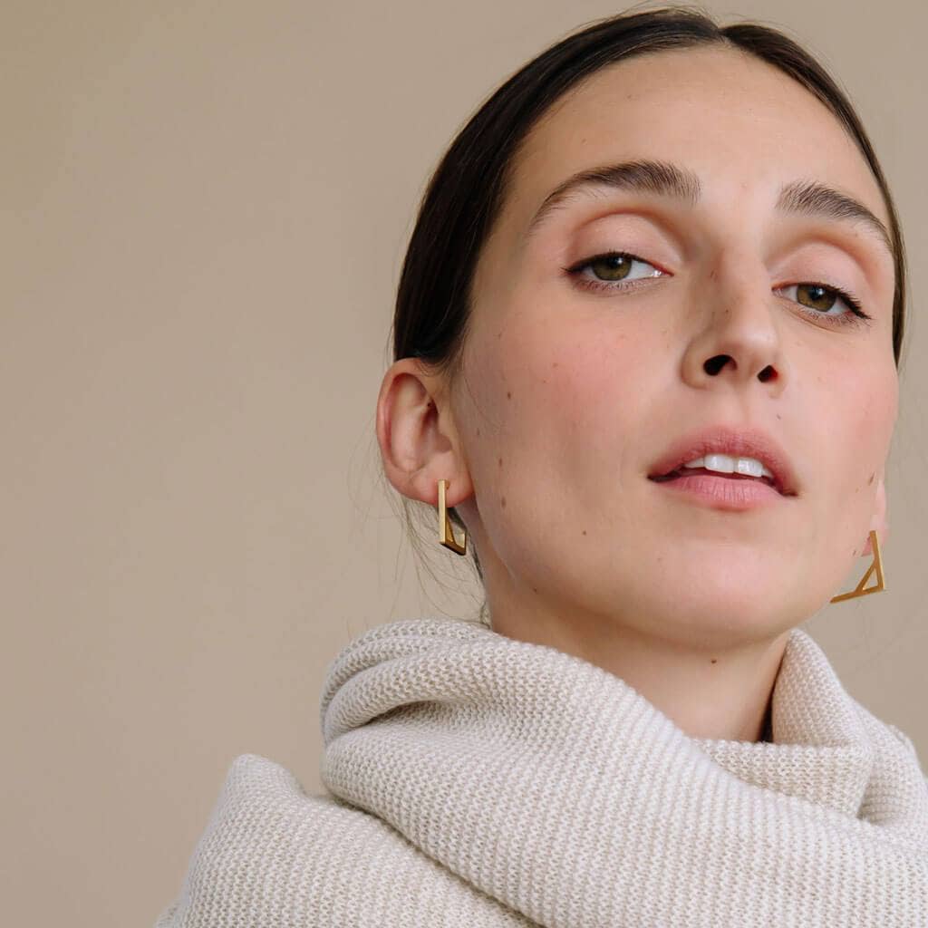 Foundation Square Hoop Earrings | Brass