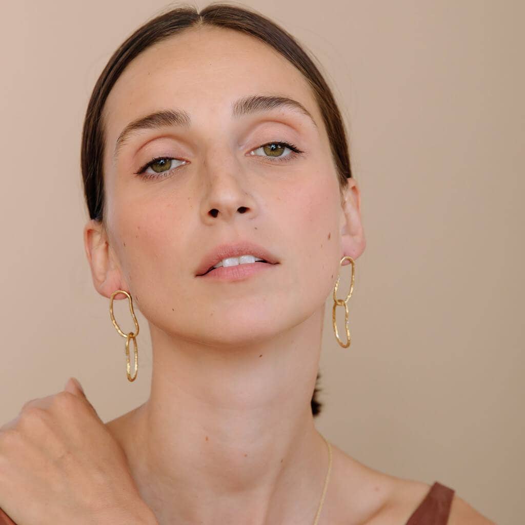 Brass Pool Dangle Earrings