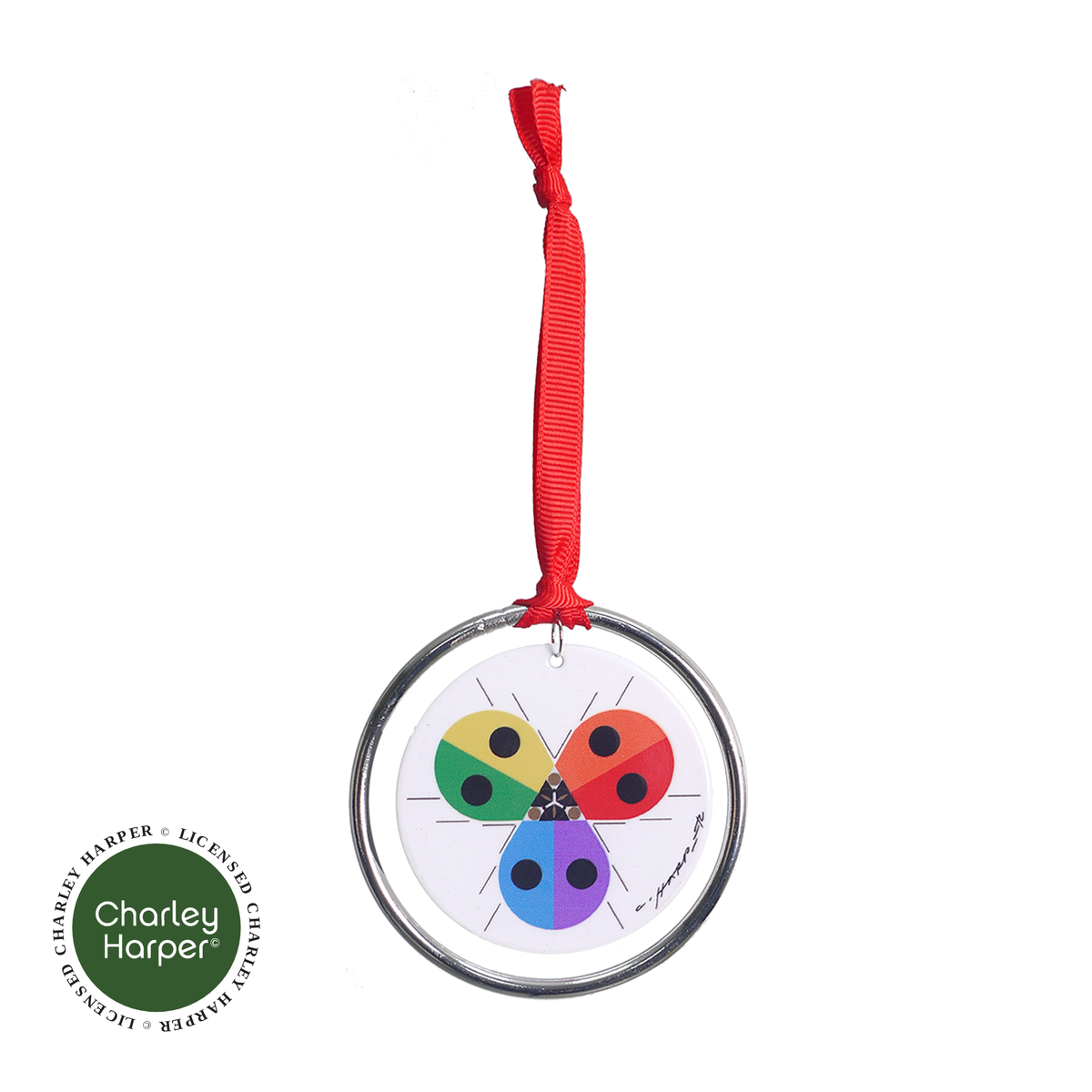 Charley Harper Rainbow Ladybug Ornament