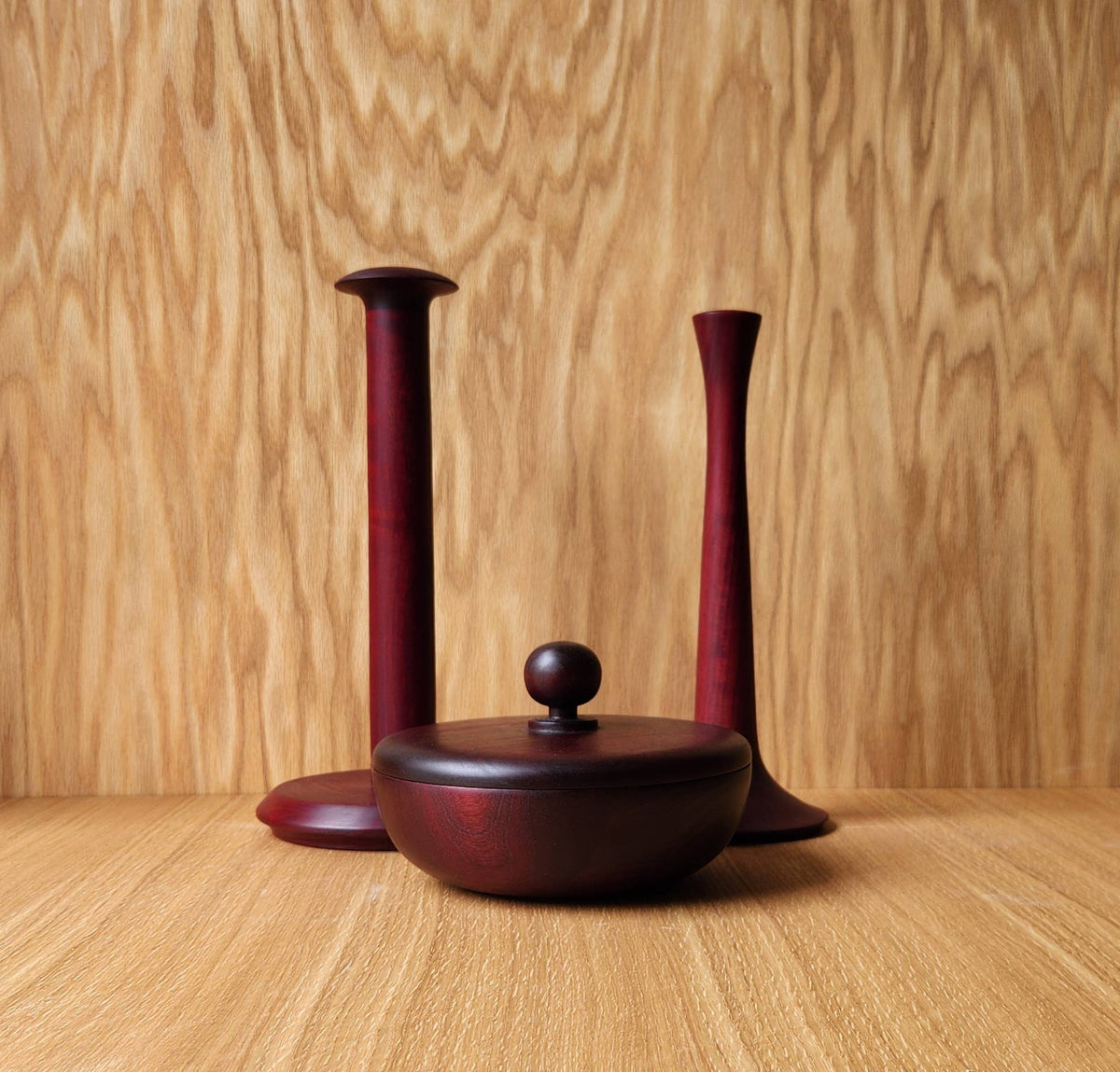 Oak Bowl Container with Circle Knob