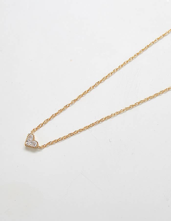14k Gold Filled Pave Heart Necklace