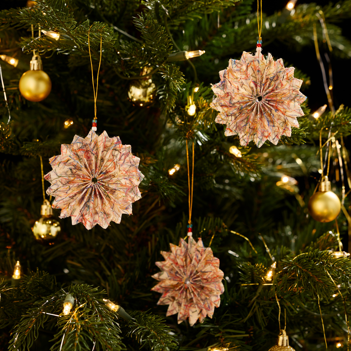 Confetti Snowflake Silk Paper Christmas Ornament
