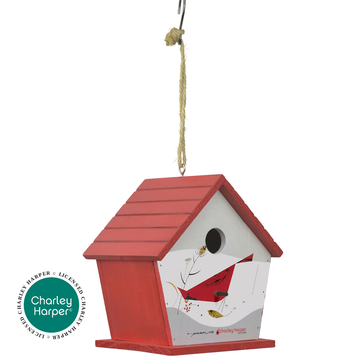 Charley Harper Cardinal Wooden Birdhouse