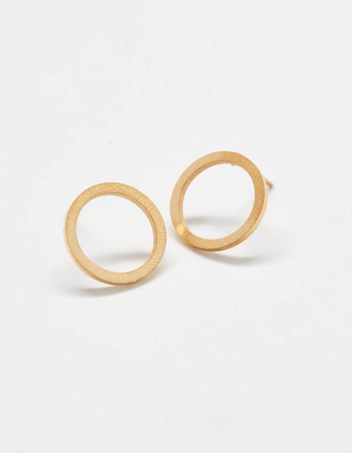 Gold Open Circle Stud Earrings - Jewelry