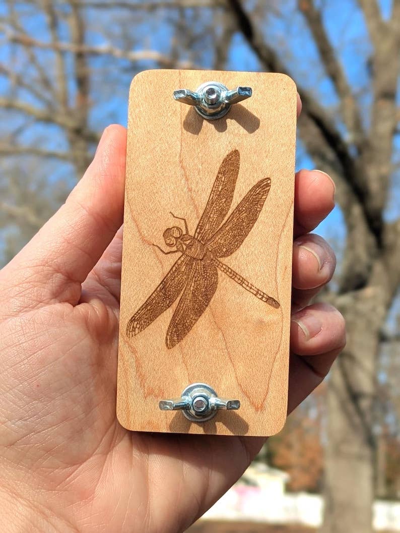 Pocket Sized Flower Press With Dragonfly Design | 2"x4"