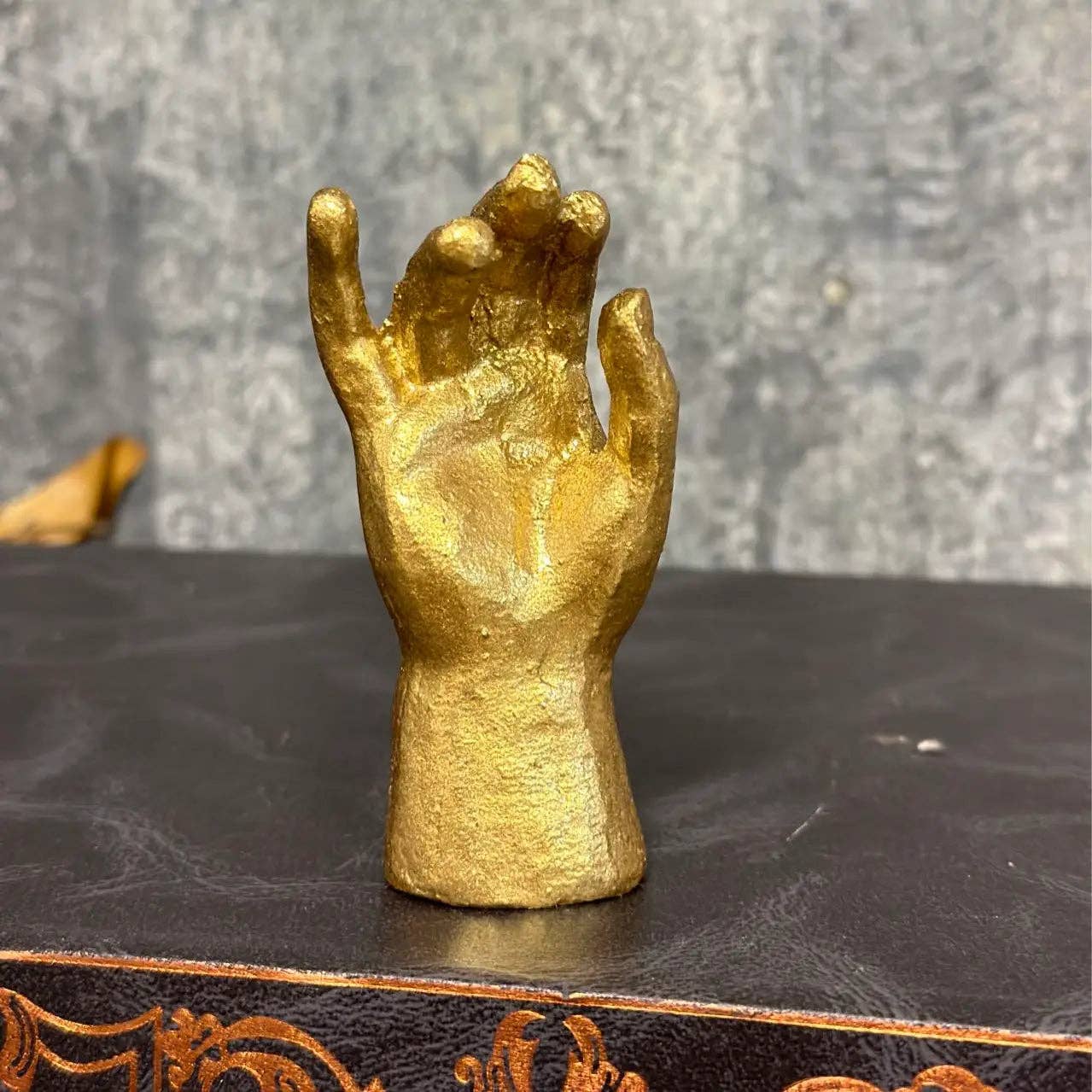Pewter with Gold Leaf Hand Sculpture