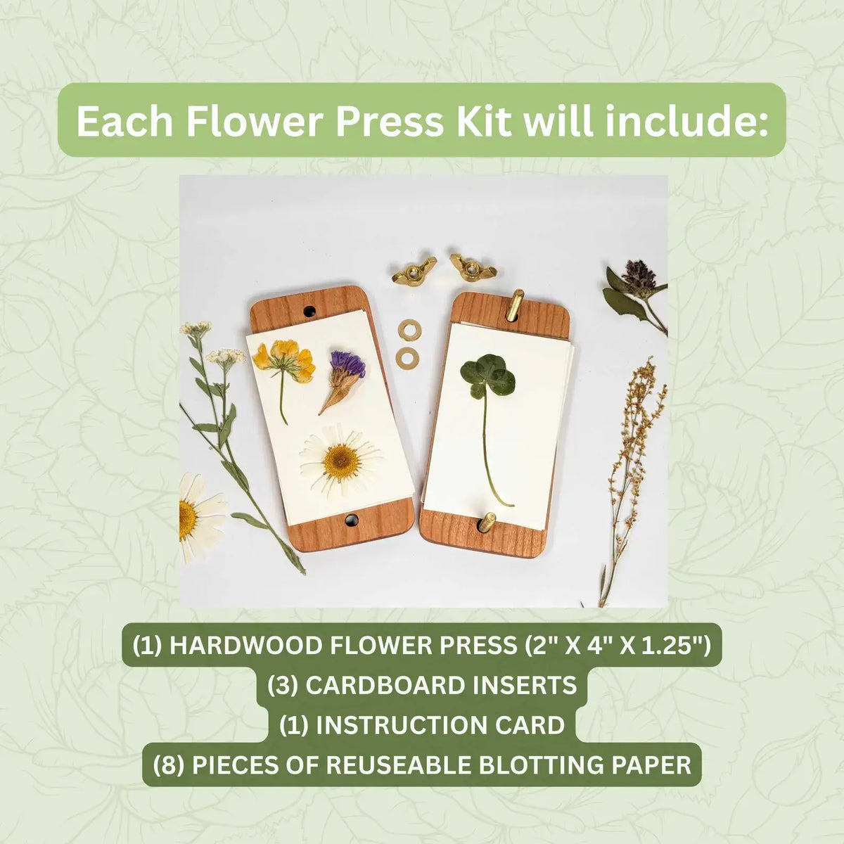 Pocket Sized Flower Press With Dragonfly Design | 2"x4"