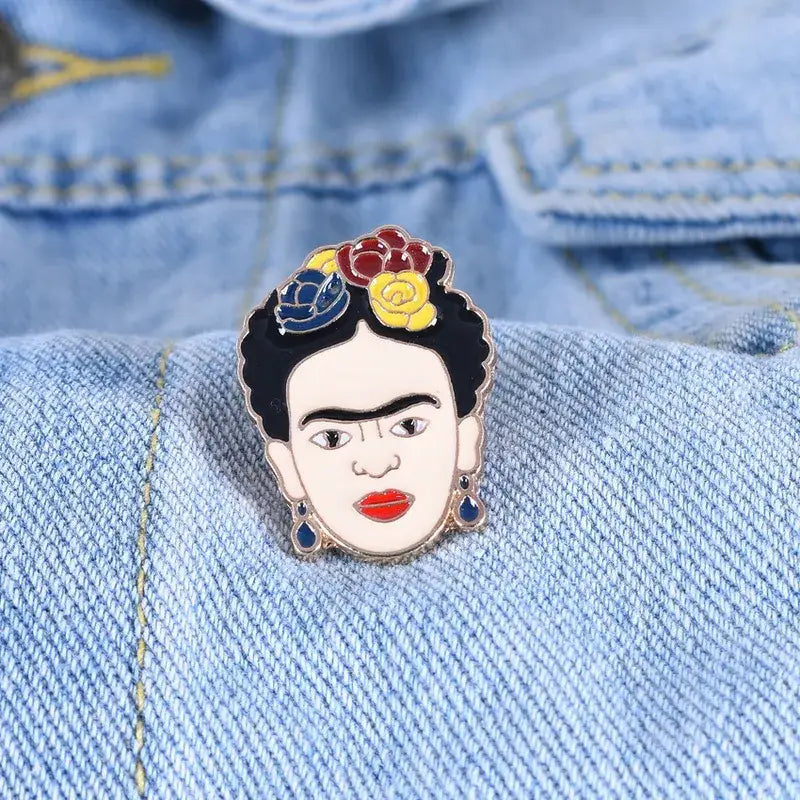 Frida Kahlo Enamel Brooch