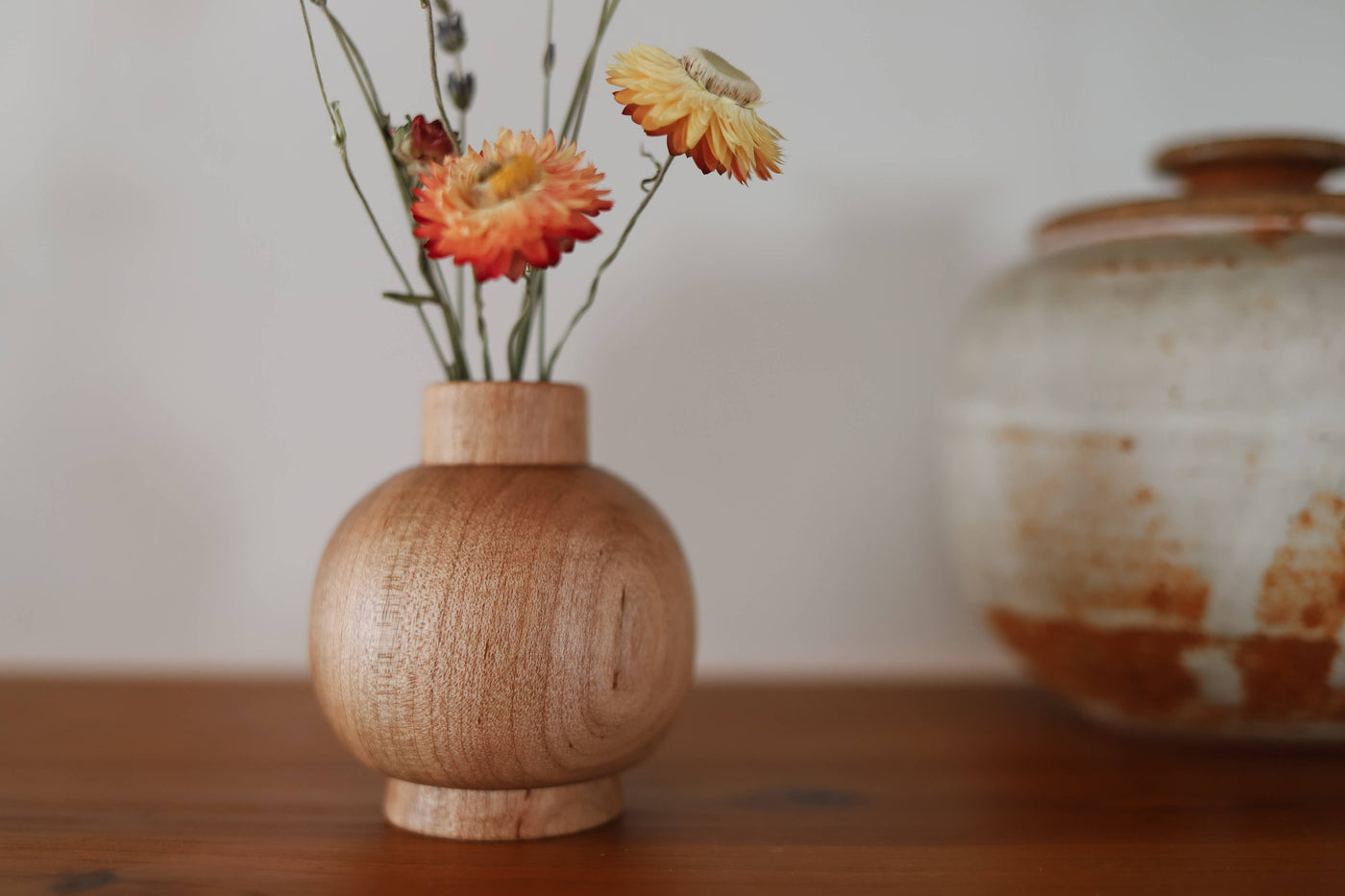 Hand-turned Maple Miniature Round Bud Vase