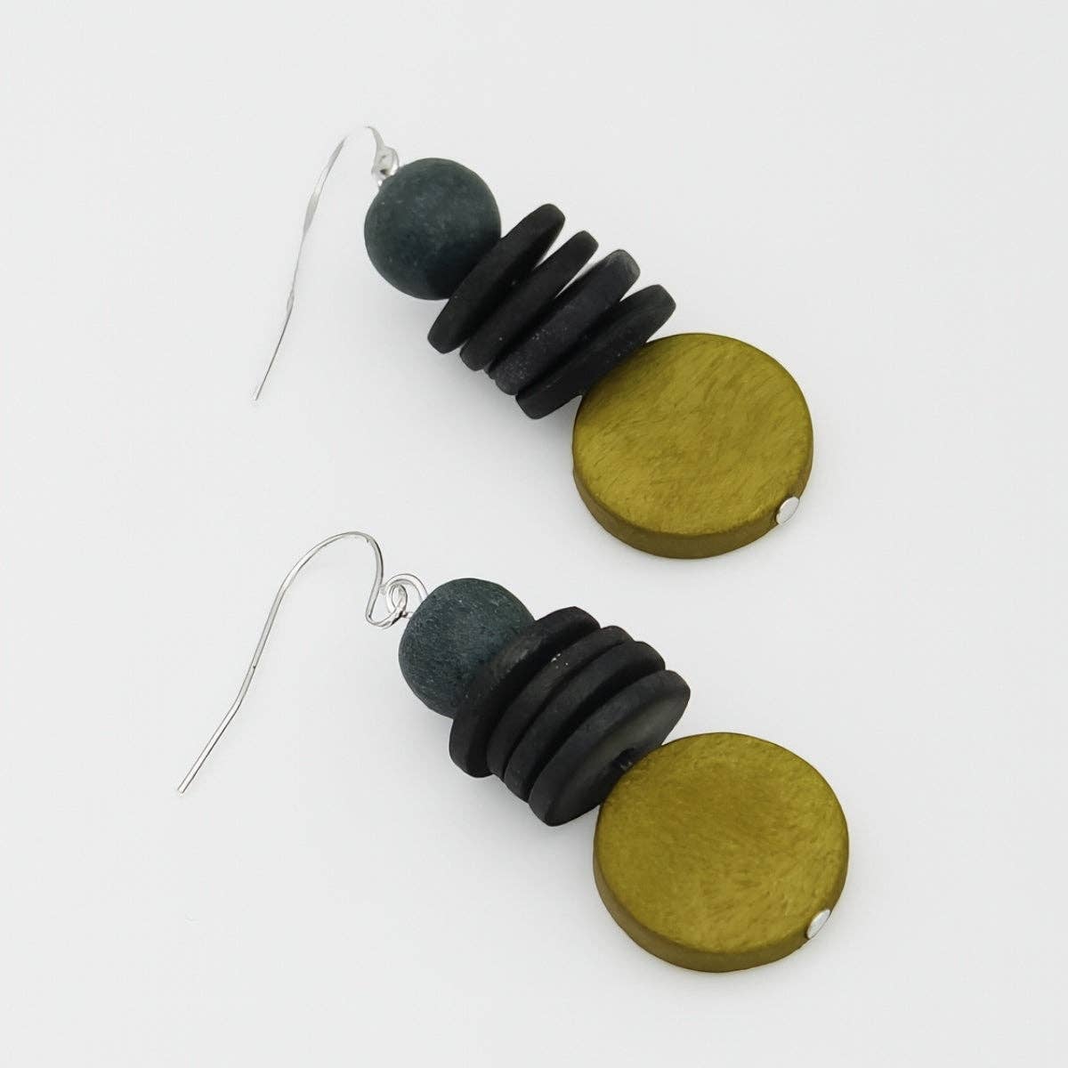 Gray and Lime Dusk Earrings