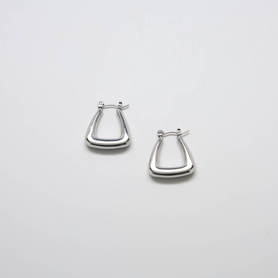 Silver Triangle Hoop Earrings