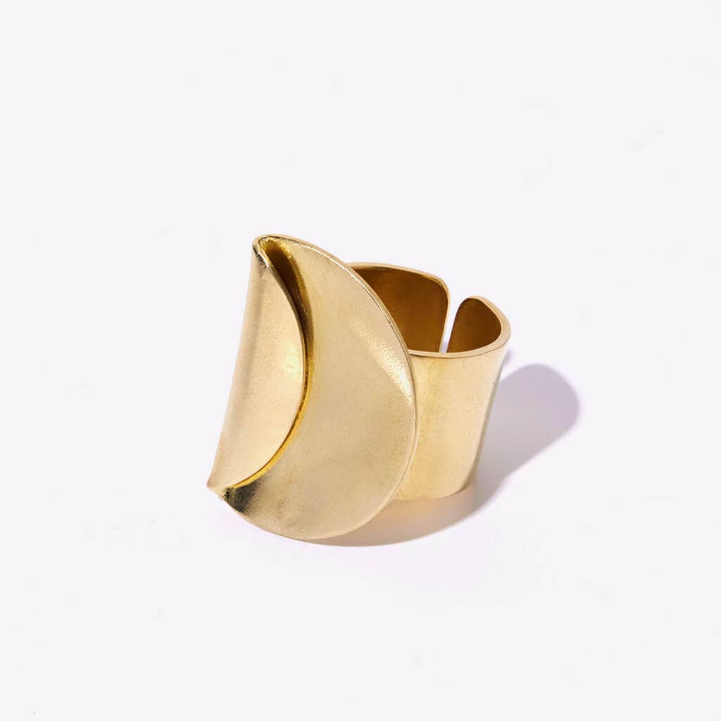 Enfold Adjustable Statement Ring | Brass