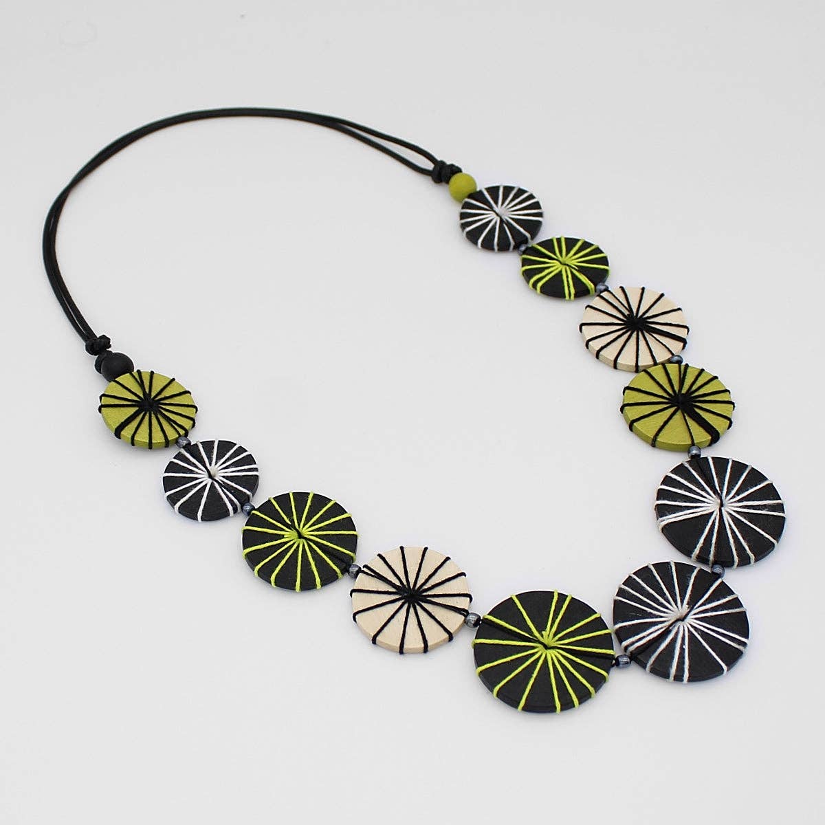 Black and Lime Threaded Valerie Necklace