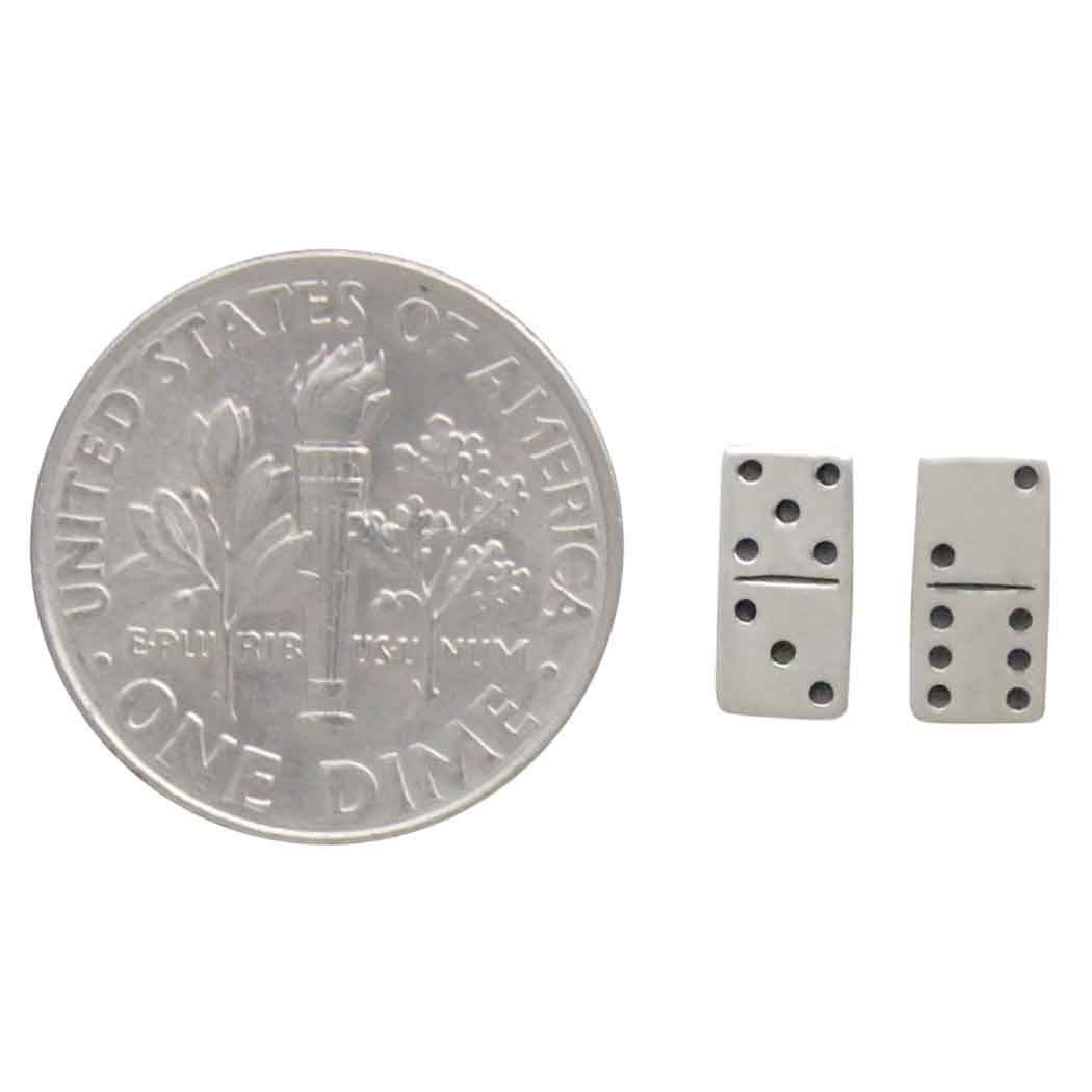 Sterling Silver Domino Post Earrings 8x4mm