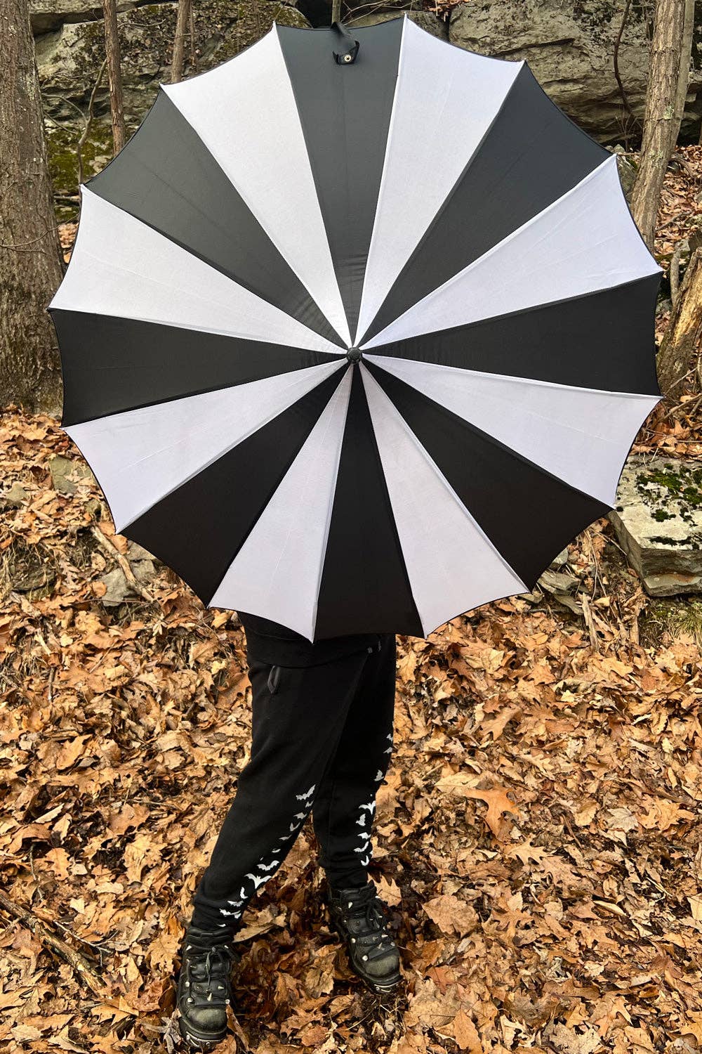 Black and White Striped Umbrella